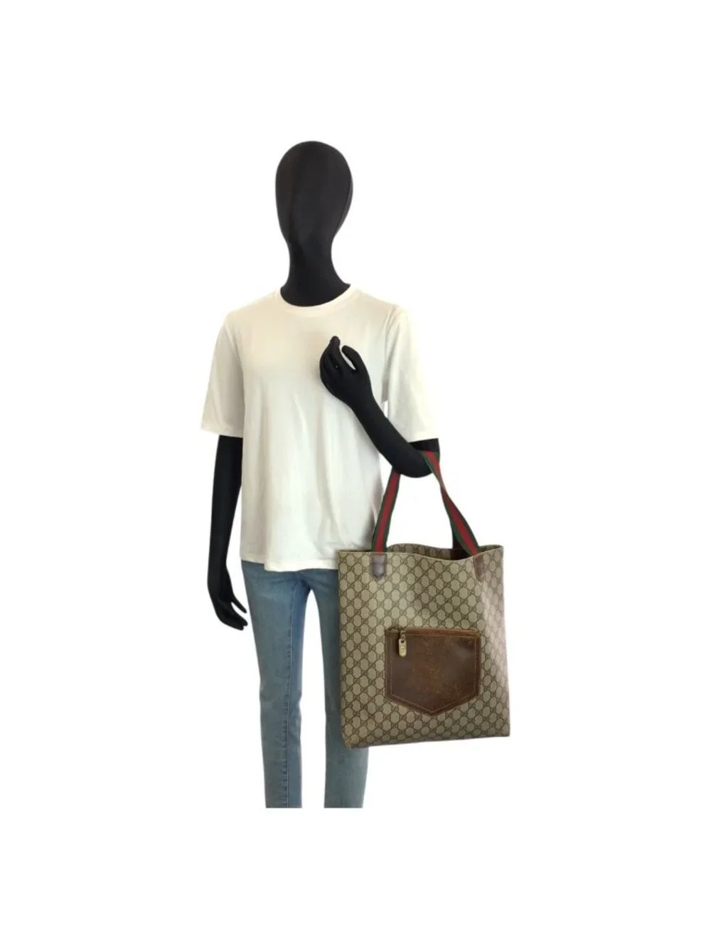 Gucci Sherry Line Beige Brown GG Supreme Canvas Tote